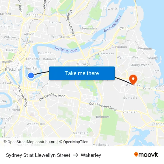 Sydney St at Llewellyn Street to Wakerley map