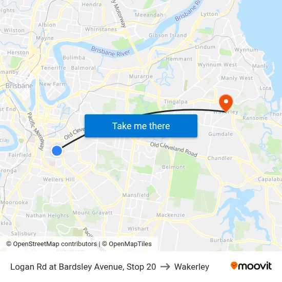 Logan Rd at Bardsley Avenue, Stop 20 to Wakerley map