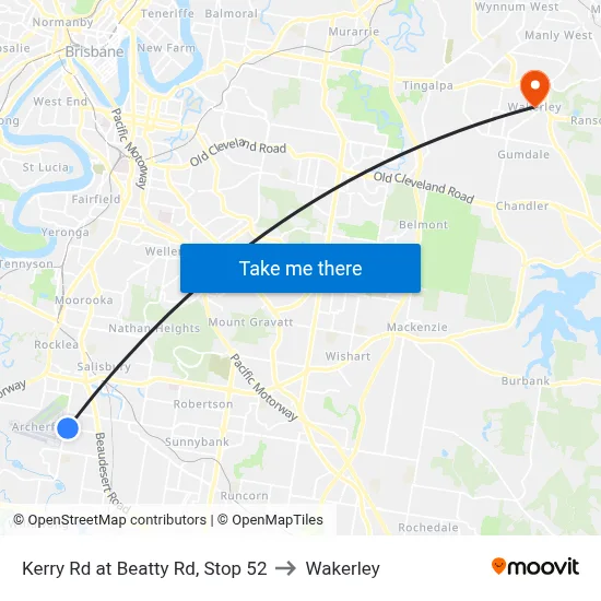 Kerry Rd at Beatty Rd, Stop 52 to Wakerley map