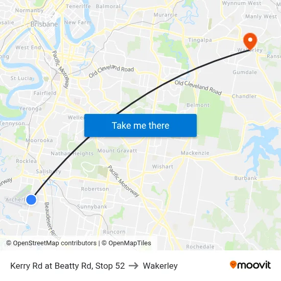 Kerry Rd at Beatty Rd, Stop 52 to Wakerley map