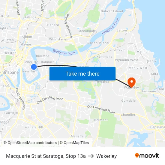 Macquarie St at Saratoga, Stop 13a to Wakerley map