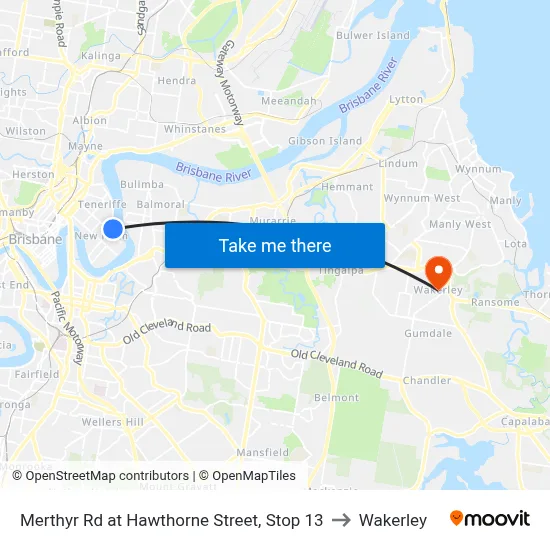 Merthyr Rd at Hawthorne Street, Stop 13 to Wakerley map