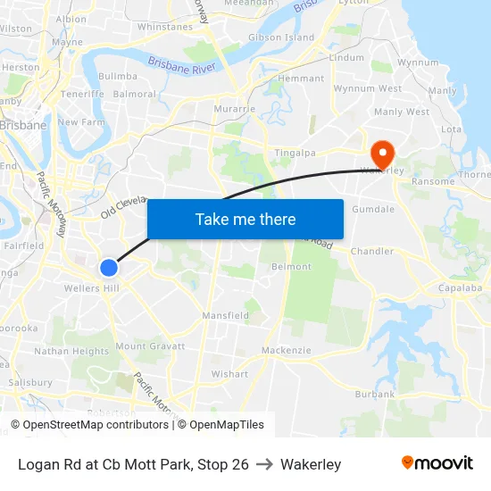 Logan Rd at Cb Mott Park, Stop 26 to Wakerley map