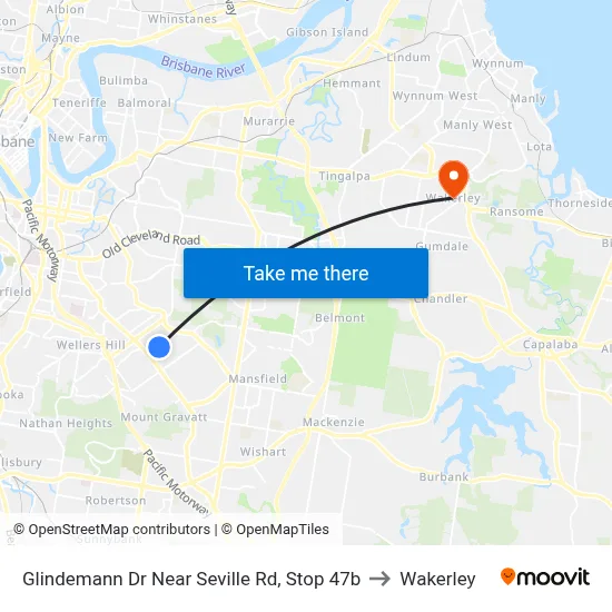 Glindemann Dr Near Seville Rd, Stop 47b to Wakerley map