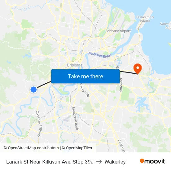 Lanark St Near Kilkivan Ave, Stop 39a to Wakerley map