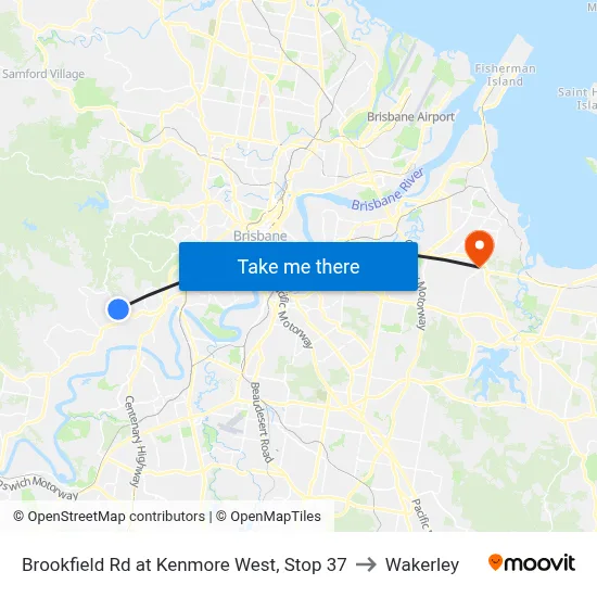Brookfield Rd at Kenmore West, Stop 37 to Wakerley map