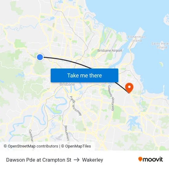 Dawson Pde at Crampton St to Wakerley map