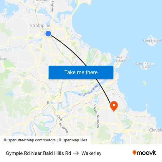 Gympie Rd Near Bald Hills Rd to Wakerley map