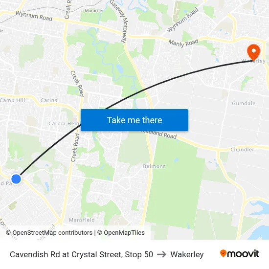 Cavendish Rd at Crystal Street, Stop 50 to Wakerley map