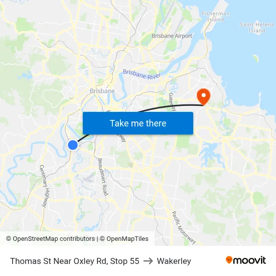 Thomas St Near Oxley Rd, Stop 55 to Wakerley map