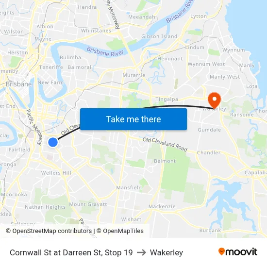 Cornwall St at Darreen St, Stop 19 to Wakerley map
