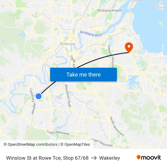 Winslow St at Rowe Tce, Stop 67/68 to Wakerley map