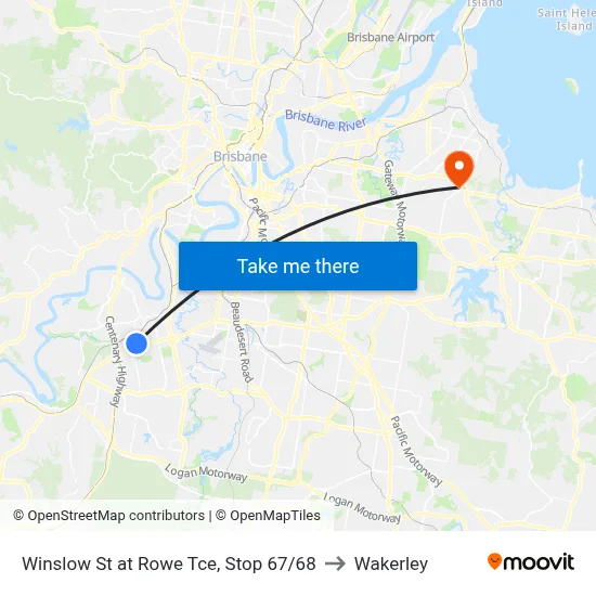 Winslow St at Rowe Tce, Stop 67/68 to Wakerley map