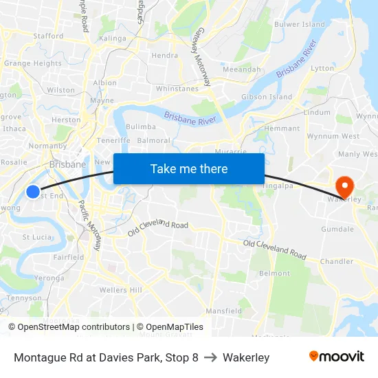 Montague Rd at Davies Park, Stop 8 to Wakerley map