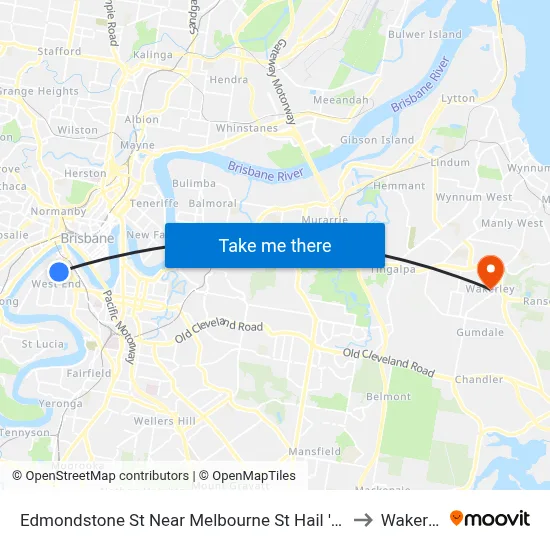 Edmondstone St Near Melbourne St Hail 'N' Ride to Wakerley map