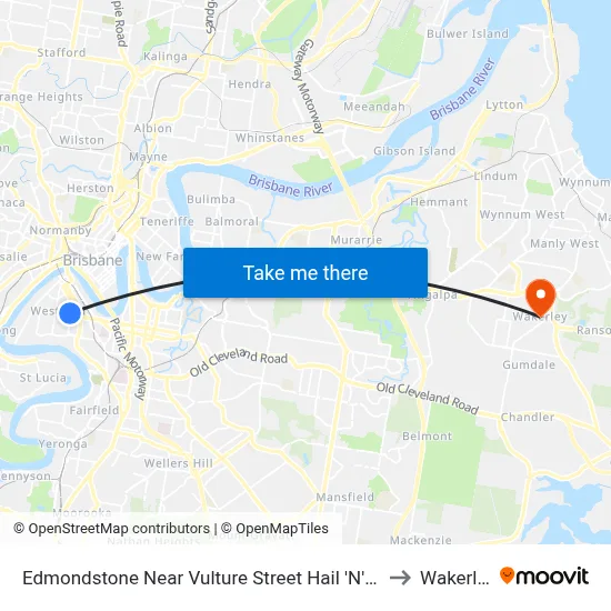 Edmondstone Near Vulture Street Hail 'N' Ride to Wakerley map