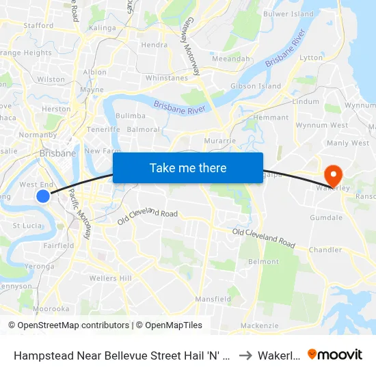 Hampstead Near Bellevue Street Hail 'N' Ride to Wakerley map