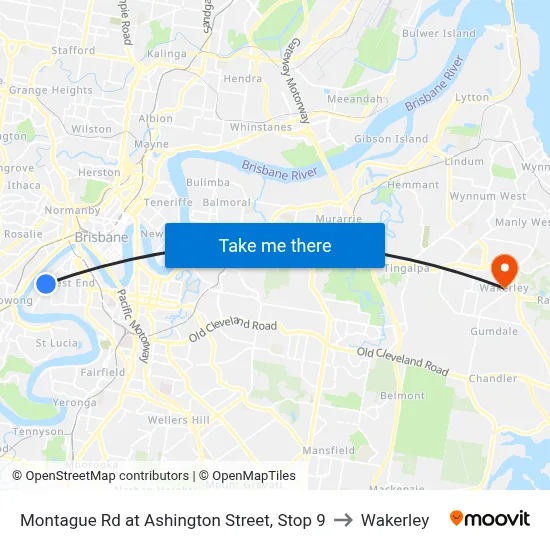 Montague Rd at Ashington Street, Stop 9 to Wakerley map