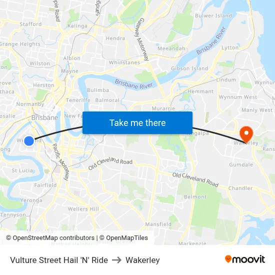 Vulture Street Hail 'N' Ride to Wakerley map