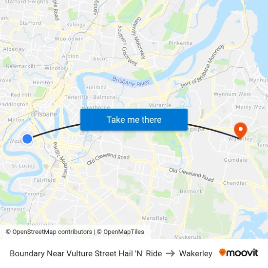 Boundary Near Vulture Street Hail 'N' Ride to Wakerley map