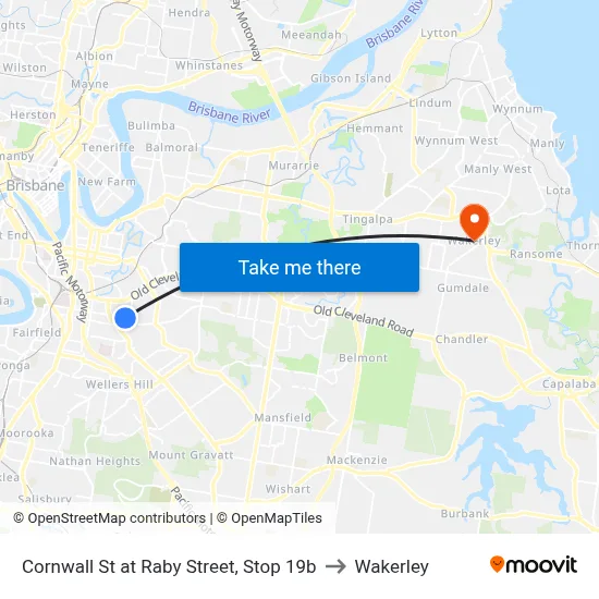 Cornwall St at Raby Street, Stop 19b to Wakerley map