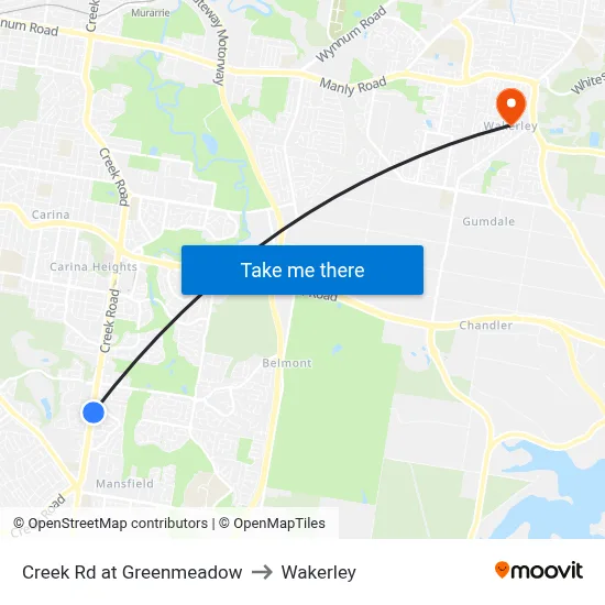 Creek Rd at Greenmeadow to Wakerley map
