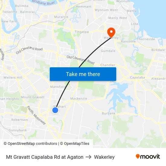Mt Gravatt Capalaba Rd at Agaton to Wakerley map