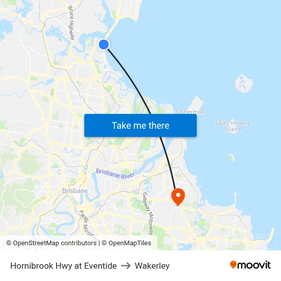 Hornibrook Hwy at Eventide to Wakerley map