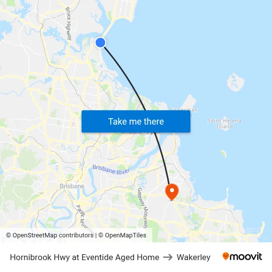 Hornibrook Hwy at Eventide Aged Home to Wakerley map