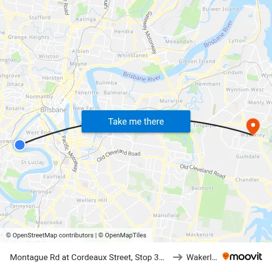 Montague Rd at Cordeaux Street, Stop 30/14 to Wakerley map