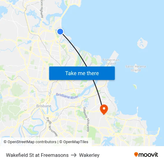 Wakefield St at Freemasons to Wakerley map