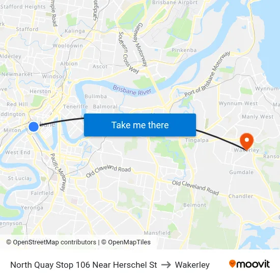 North Quay Stop 106 Near Herschel St to Wakerley map