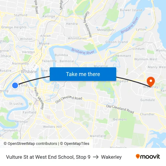 Vulture St at West End School, Stop 9 to Wakerley map