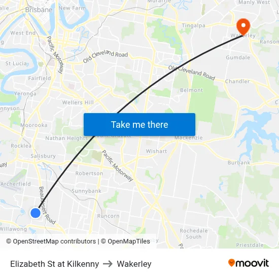 Elizabeth St at Kilkenny to Wakerley map