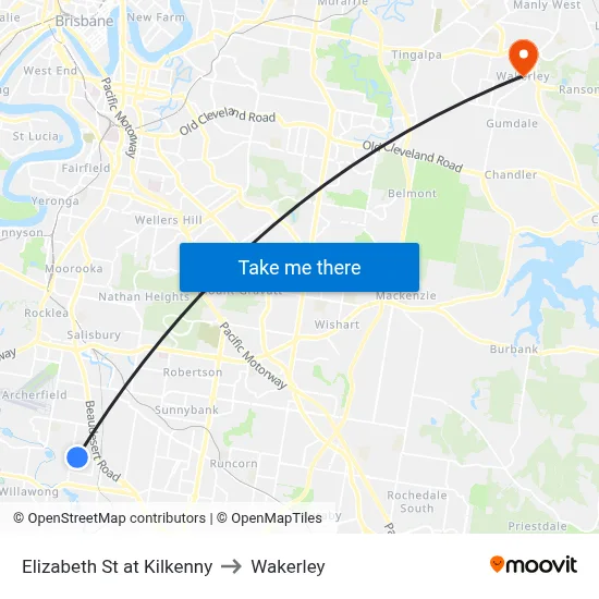 Elizabeth St at Kilkenny to Wakerley map
