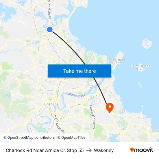Charlock Rd Near Arnica Cr, Stop 55 to Wakerley map