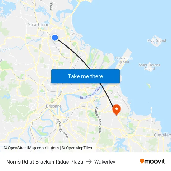 Norris Rd at Bracken Ridge Plaza to Wakerley map