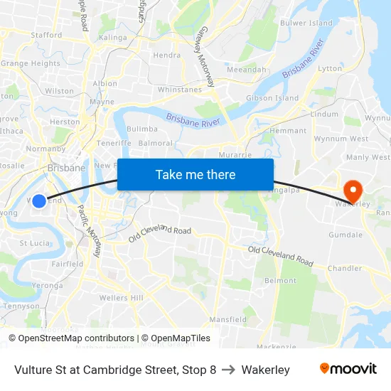 Vulture St at Cambridge Street, Stop 8 to Wakerley map