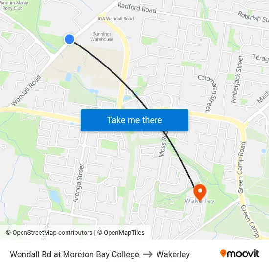 Wondall Rd at Moreton Bay College to Wakerley map