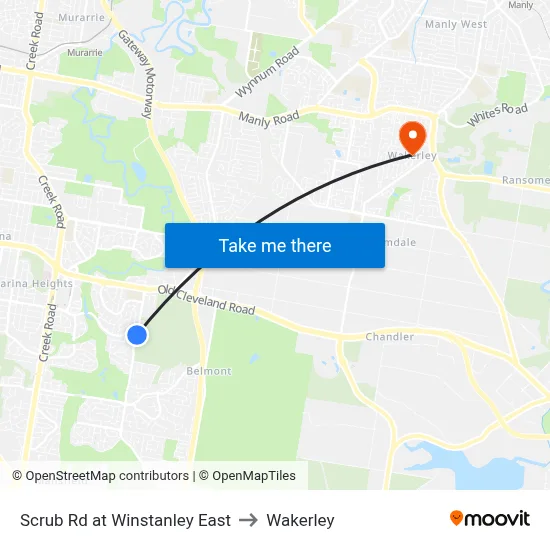 Scrub Rd at Winstanley East to Wakerley map
