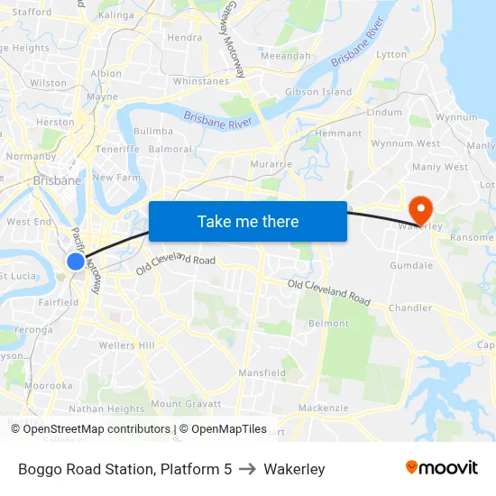 Boggo Road Station, Platform 5 to Wakerley map