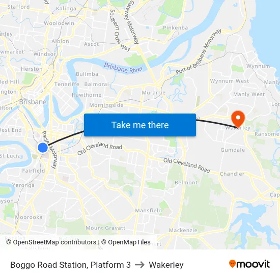 Boggo Road Station, Platform 3 to Wakerley map