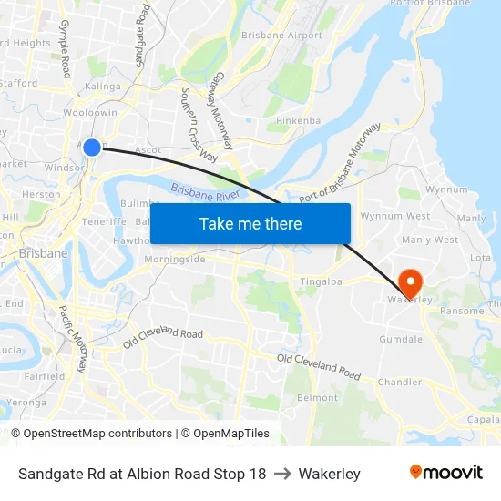 Sandgate Rd at Albion Road Stop 18 to Wakerley map