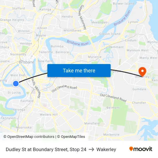 Dudley St at Boundary Street, Stop 24 to Wakerley map