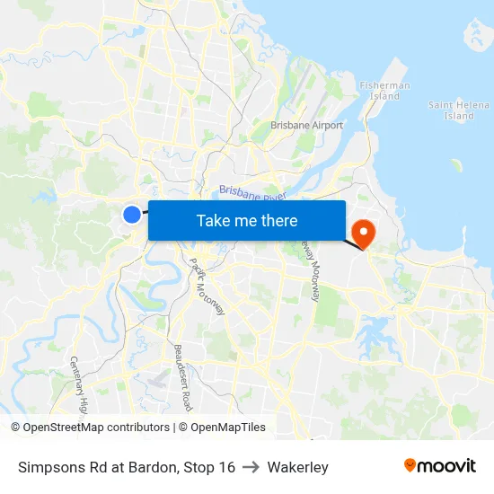 Simpsons Rd at Bardon, Stop 16 to Wakerley map