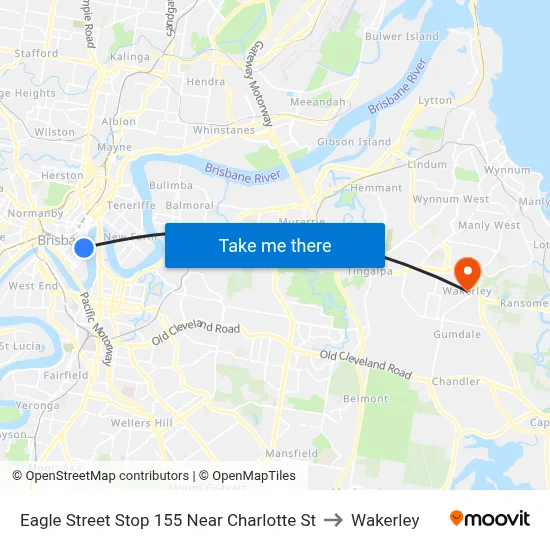 Eagle Street Stop 155 Near Charlotte St to Wakerley map