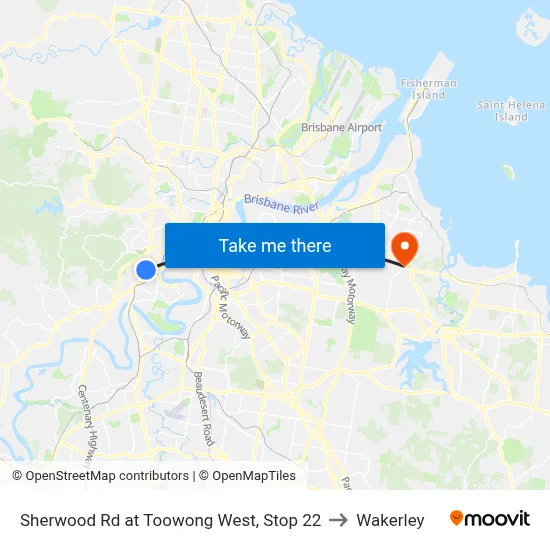 Sherwood Rd at Toowong West, Stop 22 to Wakerley map