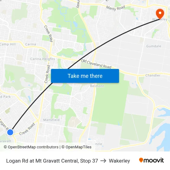 Logan Rd at Mt Gravatt Central, Stop 37 to Wakerley map