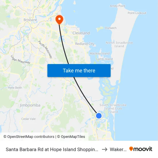 Santa Barbara Rd at Hope Island Shopping Centre to Wakerley map