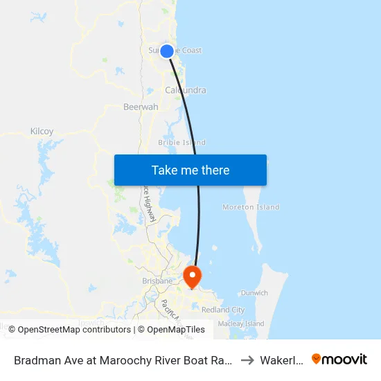 Bradman Ave at Maroochy River Boat Ramp to Wakerley map